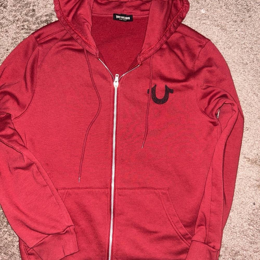 True Religion Red Zip-Up Hoodie